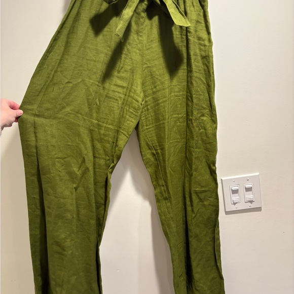 notPERFECTLINEN Moss Green and Teal Wide Leg Pants- XL - Picture 2 of 6